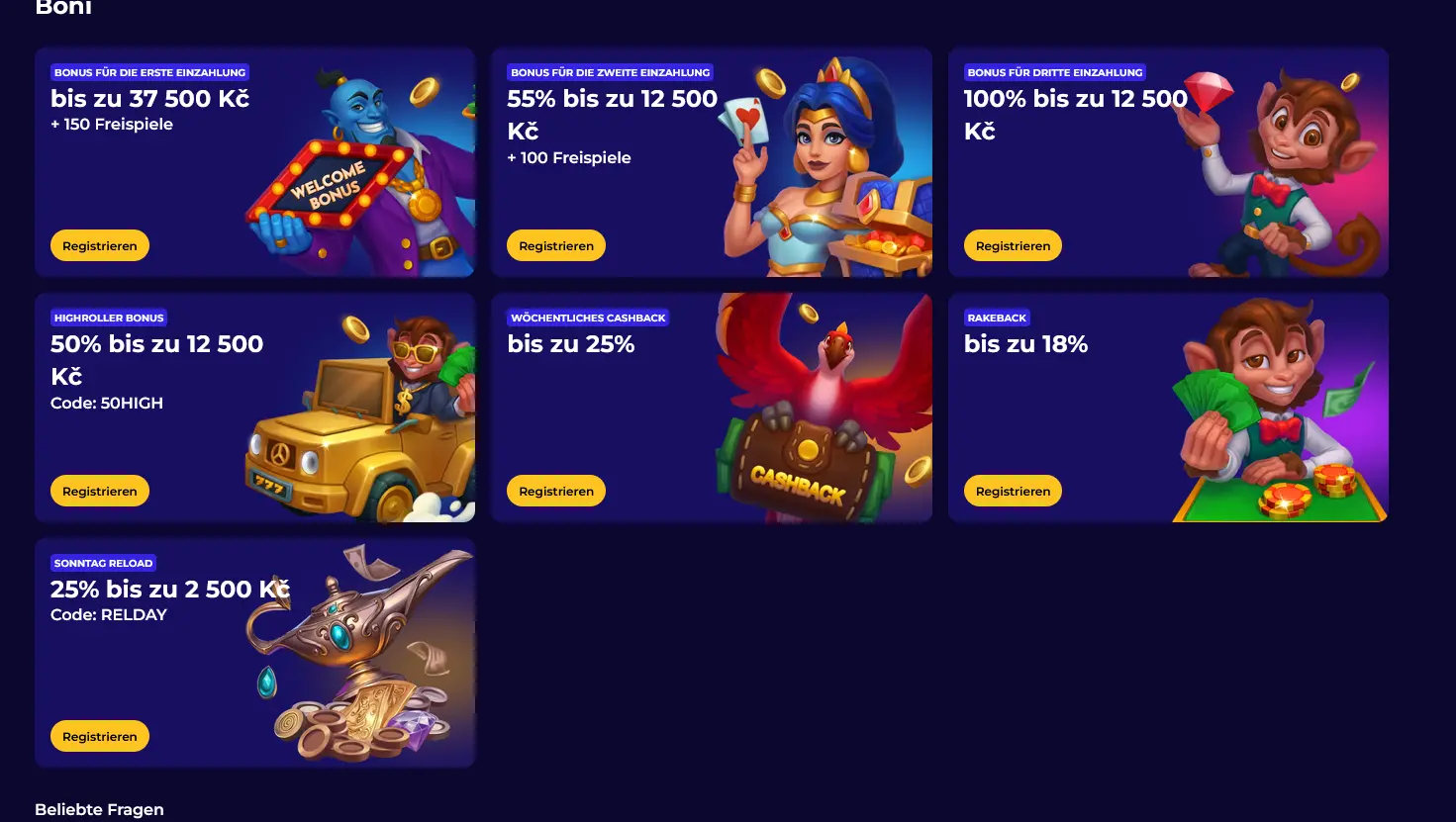Bonusübersicht im Morospin Casino mit Willkommenspaket und Cashback