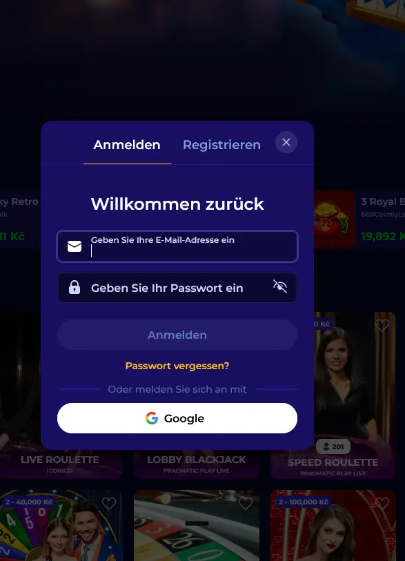 Anmeldeseite des Morospin Casino auf Desktop und Mobilgerät